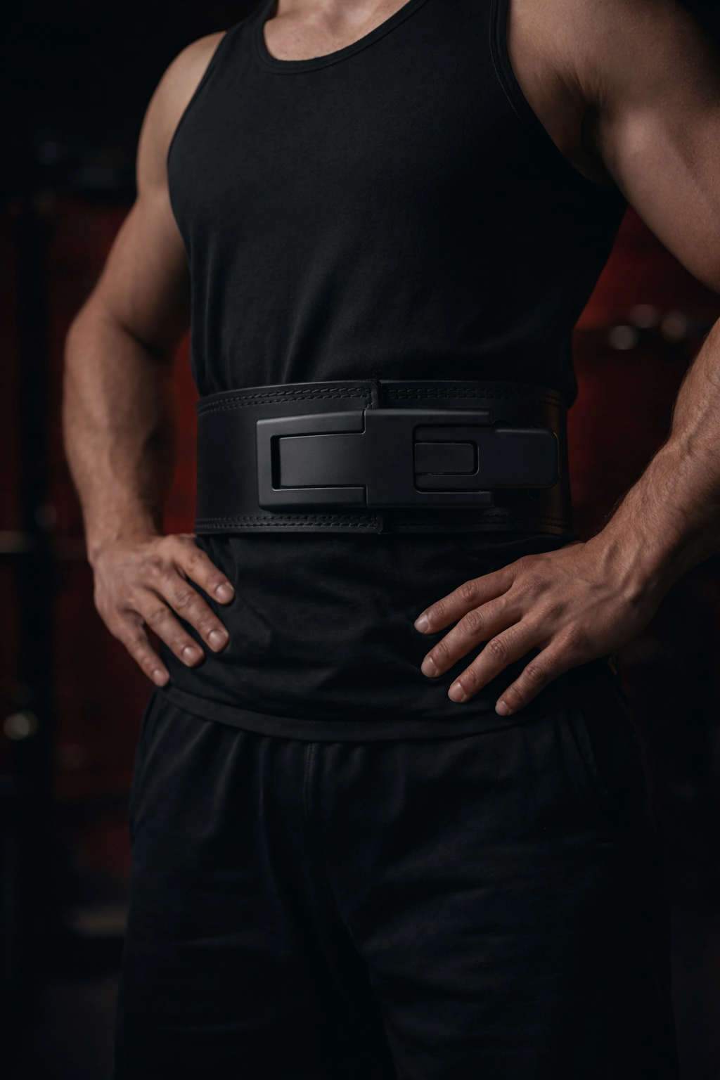 Athlète portant la ceinture de force levier La Force Française en salle