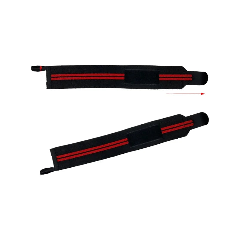 Bandes de poignets pour musculation rouges déroulées