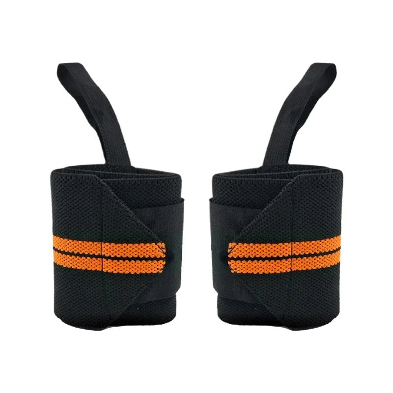 Bandes de poignets pour musculation orange vues de côté