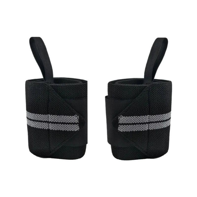 Bandes de poignets pour musculation grises vues de côté