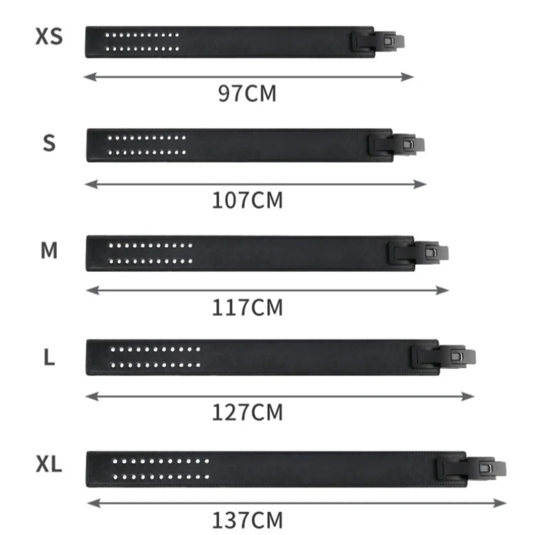Guide des tailles de la ceinture de force rouge et noire musculation 