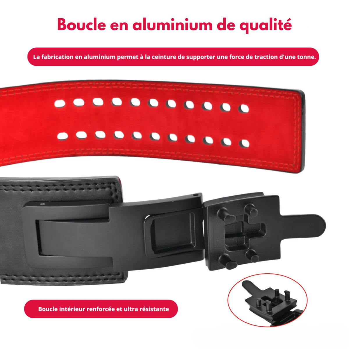 ceinture de force rouge et noire musculation