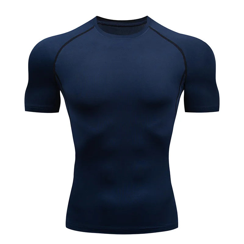 T-shirt à compression à manches longues de couleur bleu marine