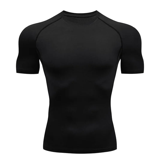 T-shirt à compression à manches courtes de couleur noir