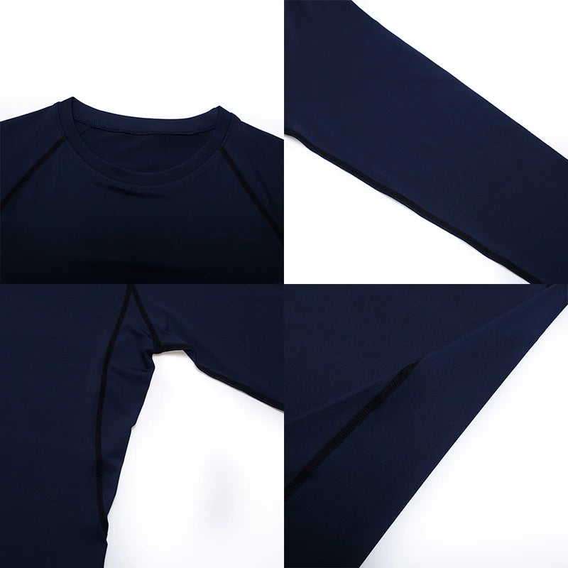 T-shirt à compression à manches longues de couleur bleu marine