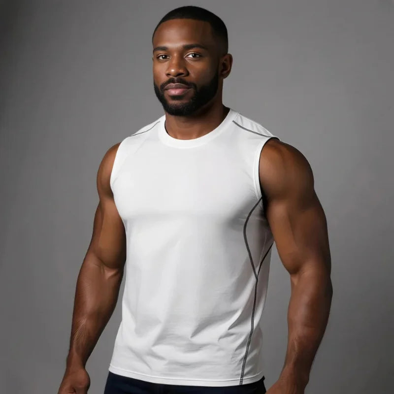 Débardeur de musculation CoreFit La Force Française blanc