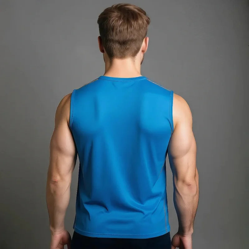 Débardeur de musculation CoreFit La Force Française bleu ciel