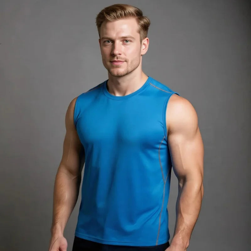 Débardeur de musculation CoreFit La Force Française bleu ciel