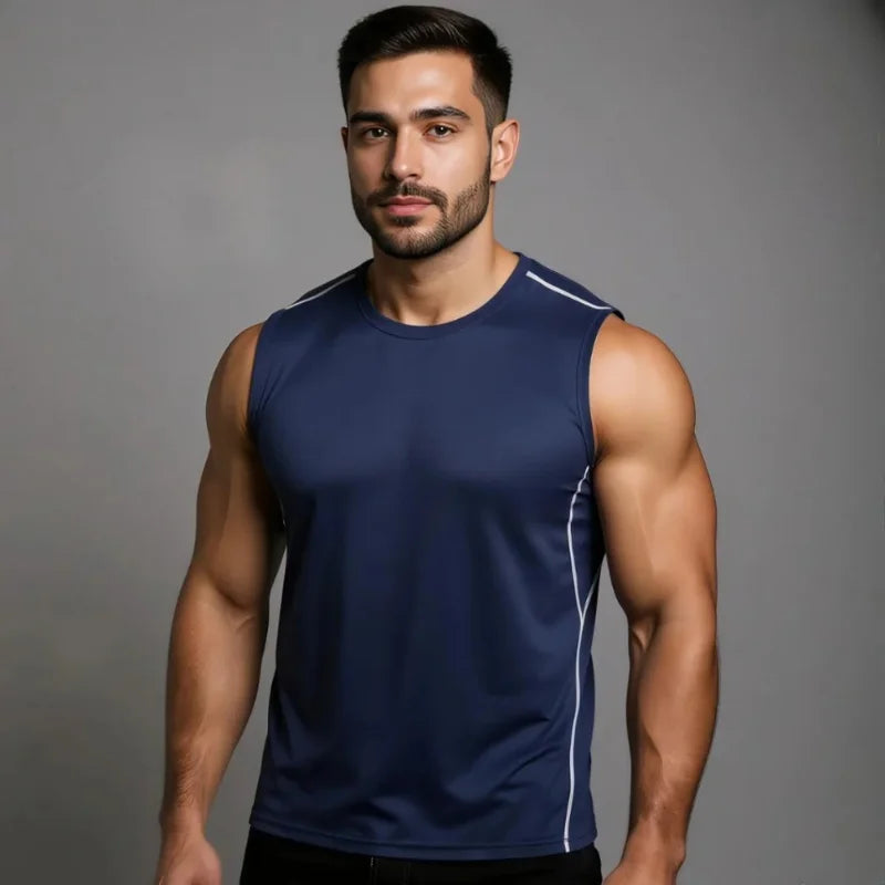 Débardeur de musculation CoreFit La Force Française bleu