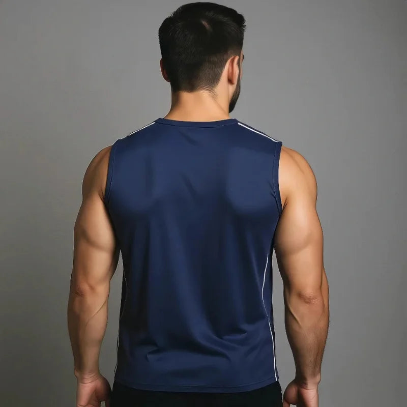 Débardeur de musculation CoreFit La Force Française bleu