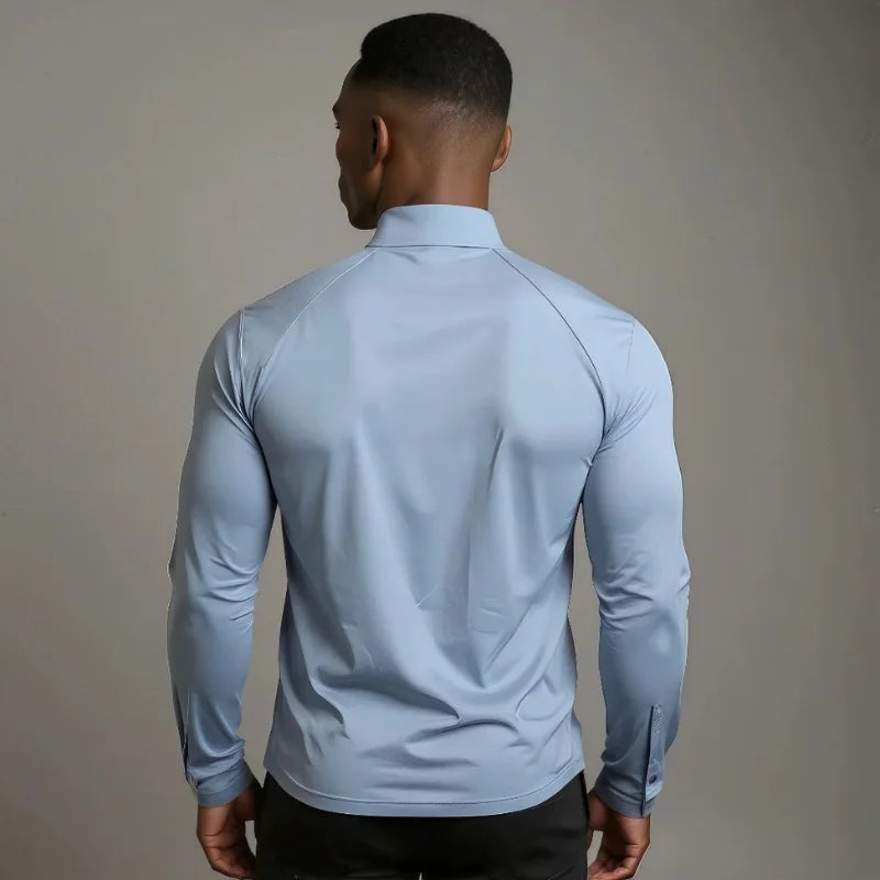 Haut Demi Zip Bi-ton bleu et blanc