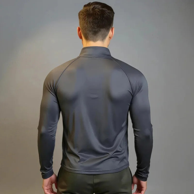 Haut Demi Zip Bi-ton gris foncé et gris