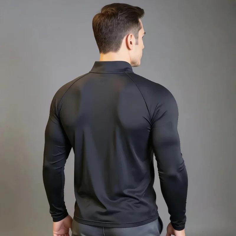 Haut Demi Zip Bi-ton noir et bleu