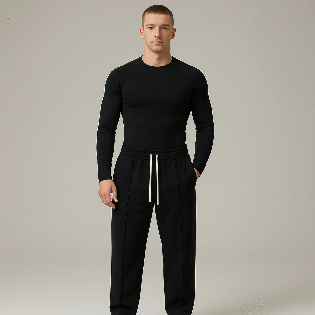 Pantalon de jogging homme avec pli noir