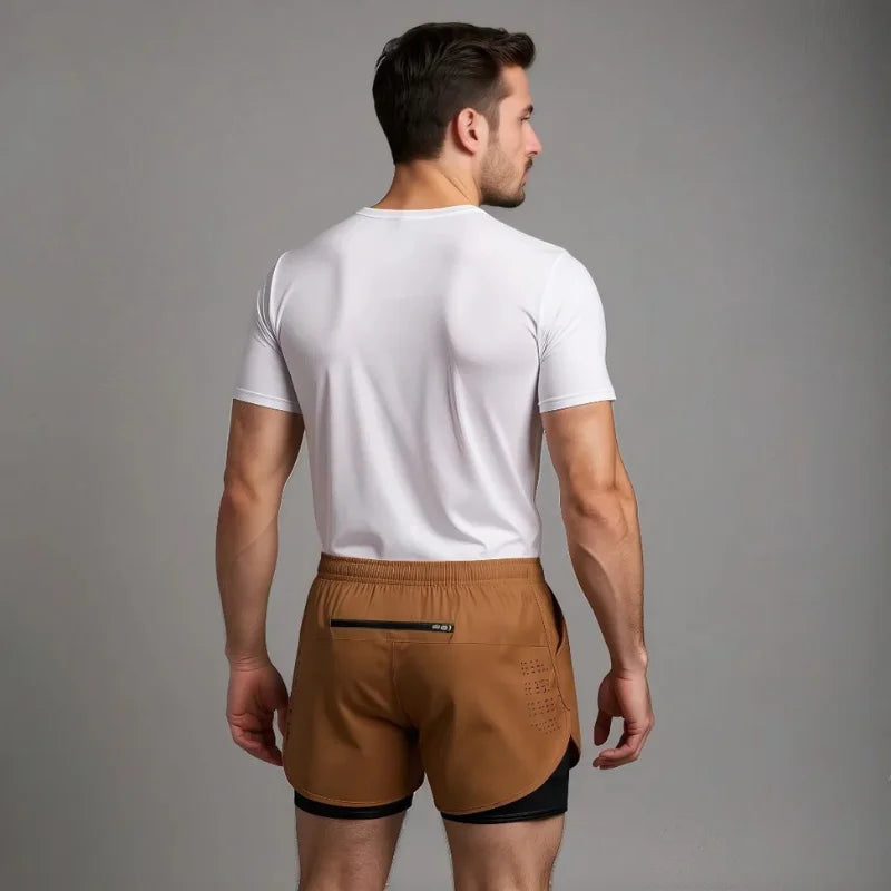 Short de running homme marron
