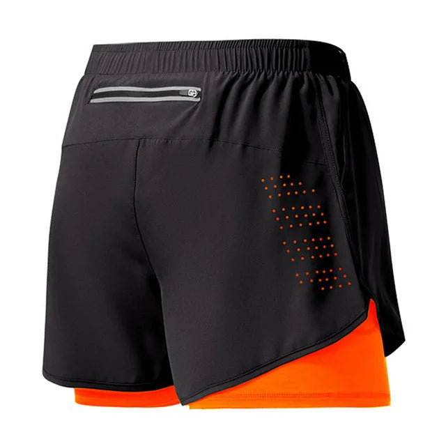 Short de running homme noir et orange