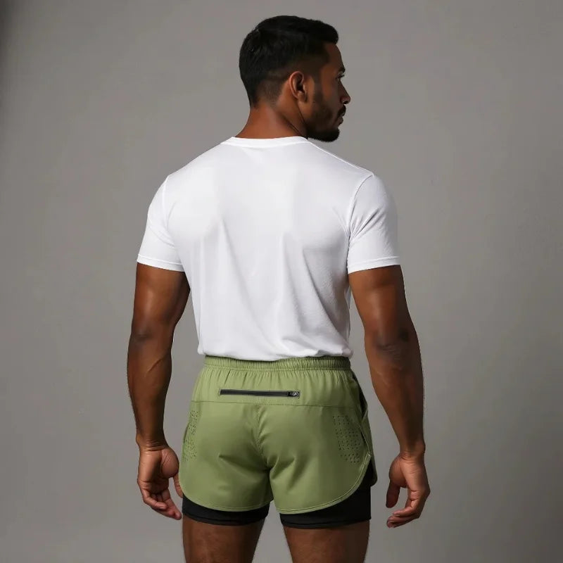 Short de running homme vert