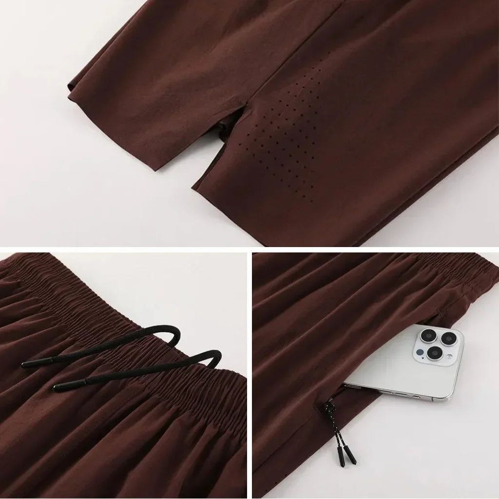 Détails du short de sport EliteFit marron