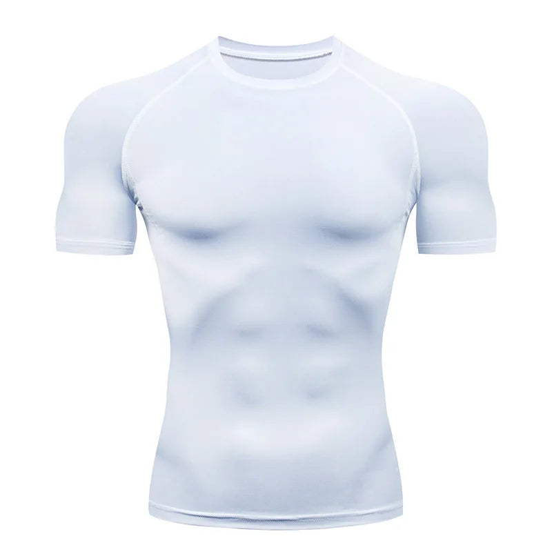 T-shirt à compression à manches courtes de couleur blanc