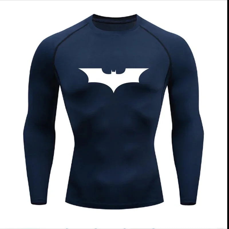 T-shirt de compression Batman bleu et blanc manches longues
