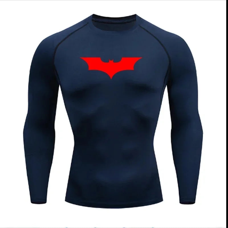 T-shirt de compression Batman bleu et rouge manches longues