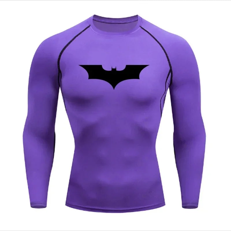 T-shirt de compression Batman violet et noir manches longues