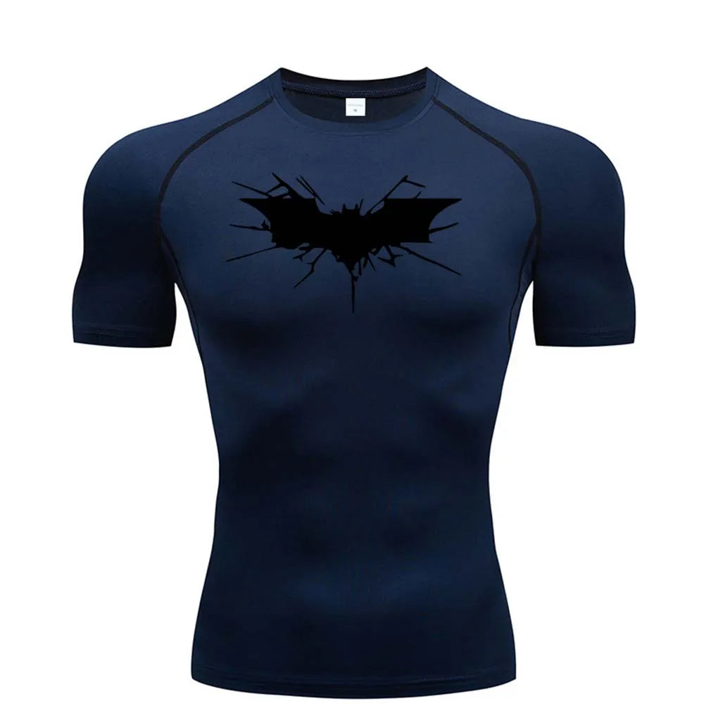 T-shirt de compression Batman bleu et noir manches courtes