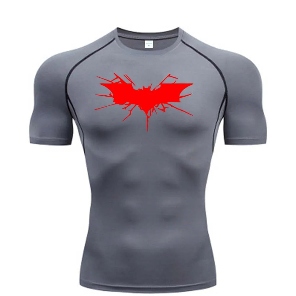 T-shirt de compression Batman gris et rouge manches courtes