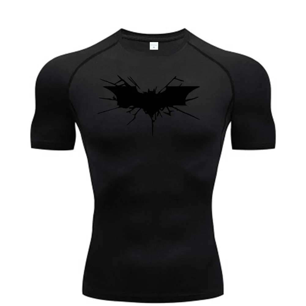 T-shirt de compression Batman noir et noir manches courtes