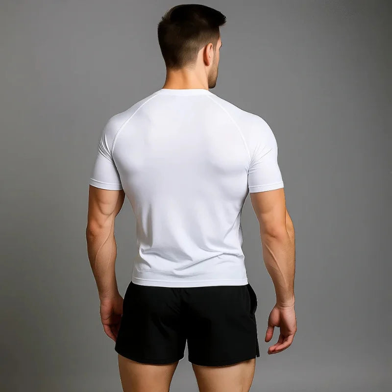 T-shirt de compression Batman blanc et rouge manches courtes