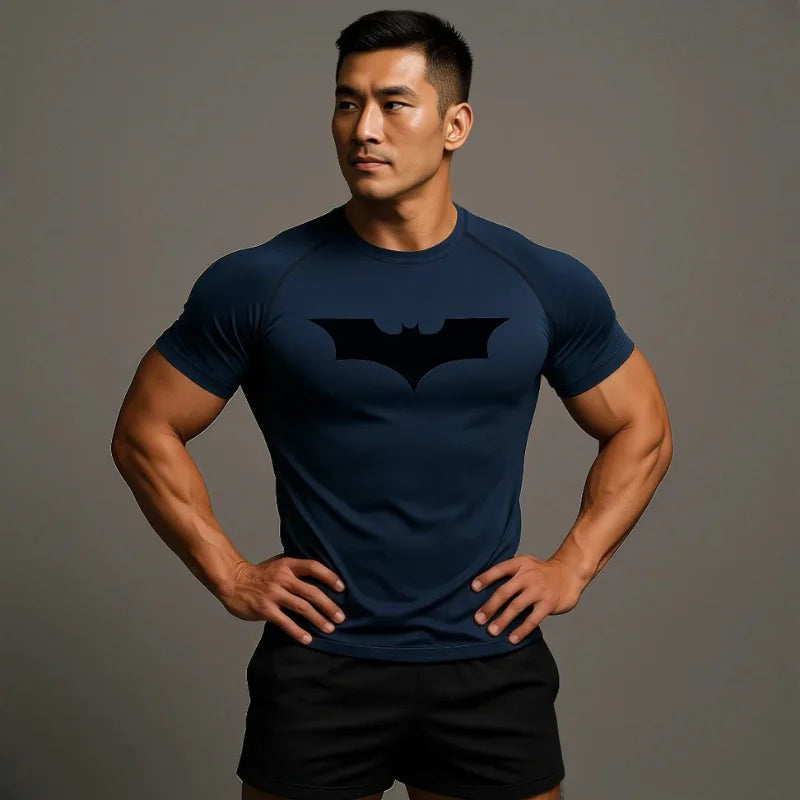 T-shirt de compression Batman bleu et noir manches courtes