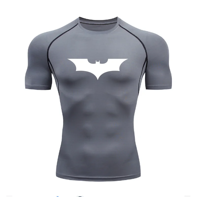 T-shirt de compression Batman gris et blanc manches courtes