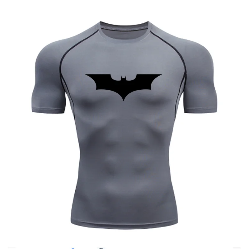 T-shirt de compression Batman gris et noir manches courtes