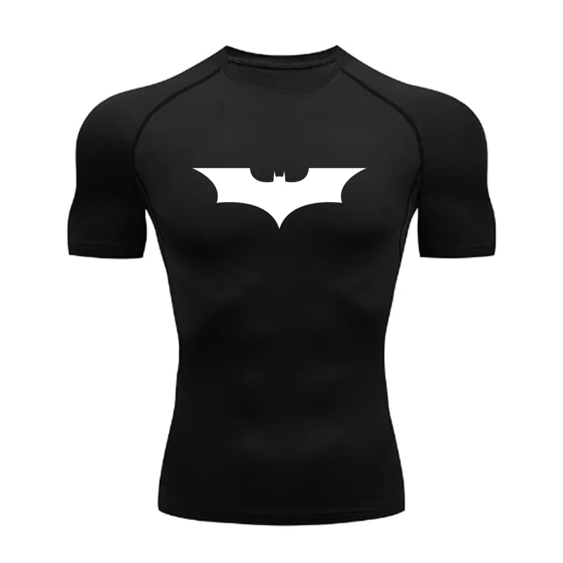 T-shirt de compression Batman noir et blanc manches courtes
