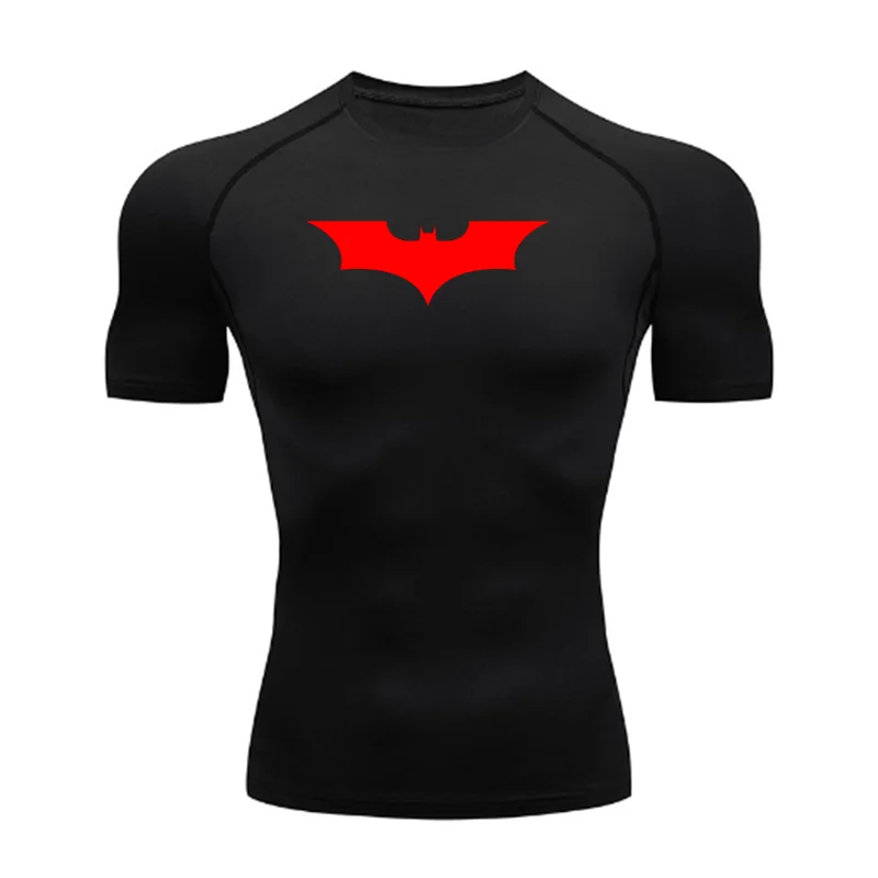 T-shirt de compression Batman noir et rouge manches courtes