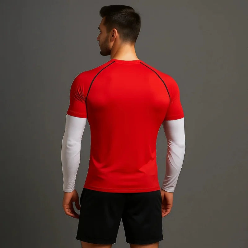 T-shirt de compression Batman rouge et blanc manches courtes