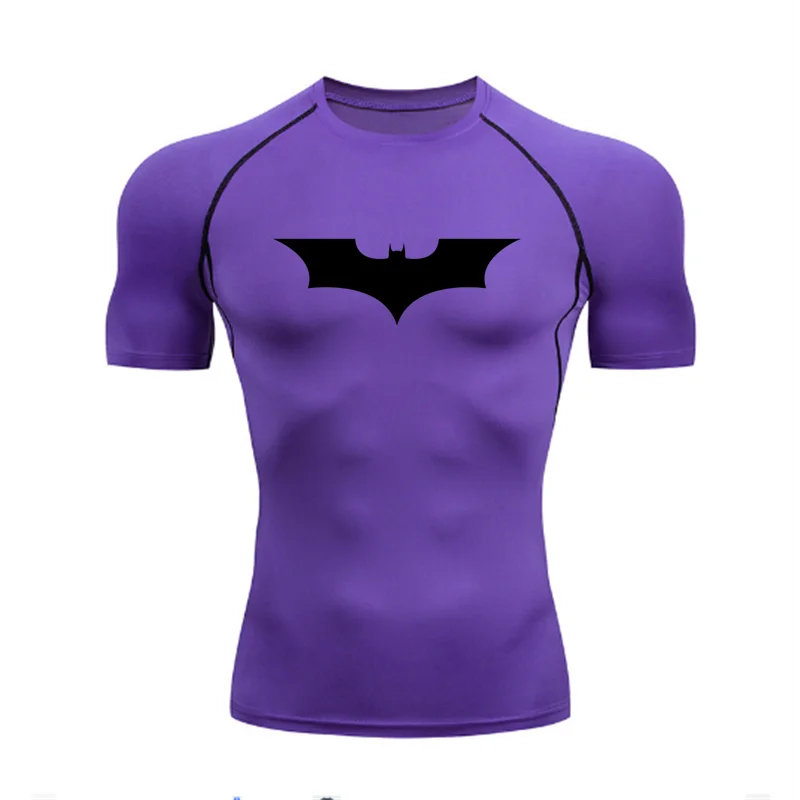 T-shirt de compression Batman violet et noir manches courtes