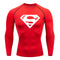 T-shirt de compression Emblème d'acier rouge et blanc manches longues