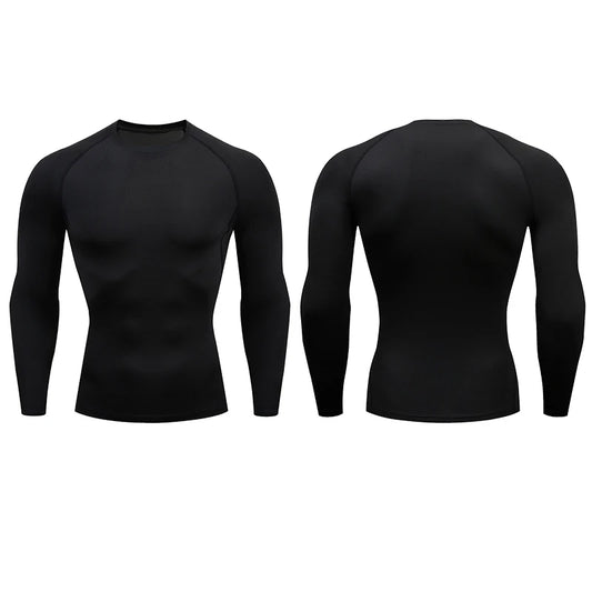 T-shirt à compression à manches longues de couleur noir 