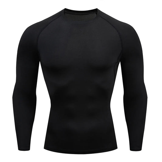 T-shirt à compression à manches longues de couleur noir 