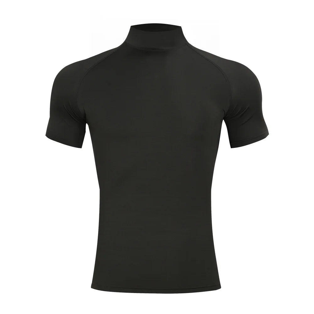 T-shirt de compression EliteFit manches courtes à col roulé noir