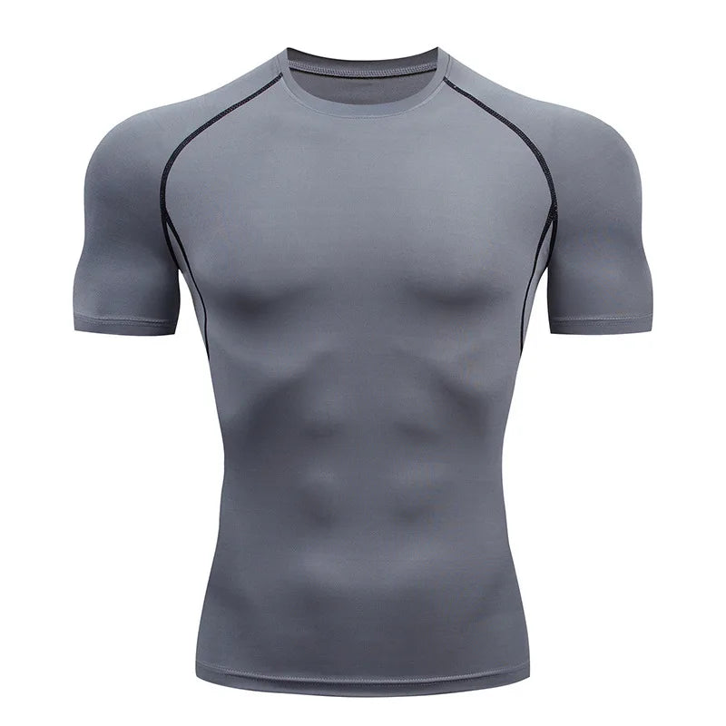 T-Shirt à compression à manches courtes de couleur gris