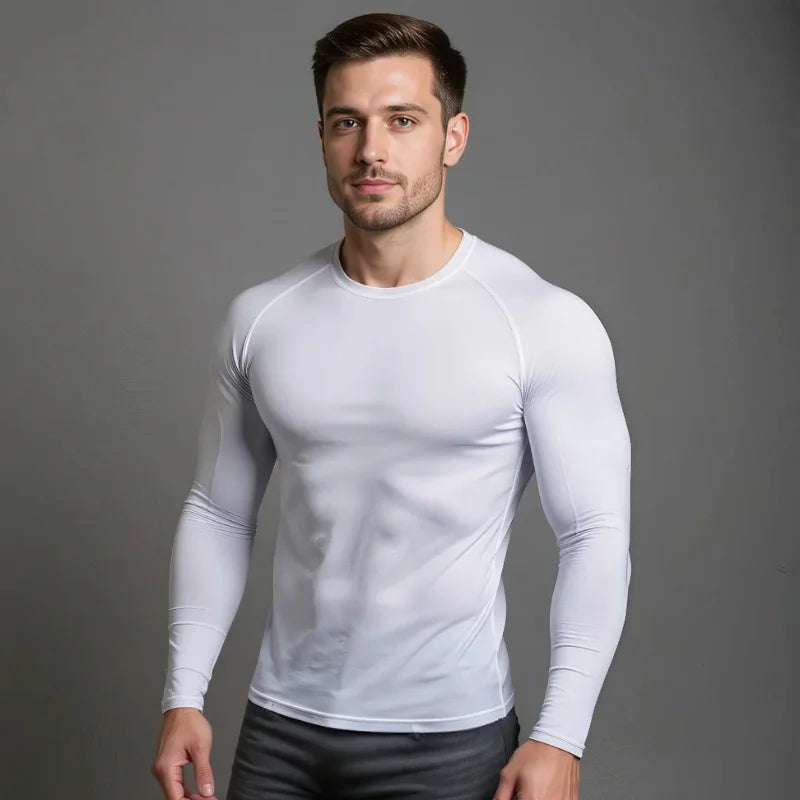 T-shirt à compression à manches longues StarterFit de couleur blanc
