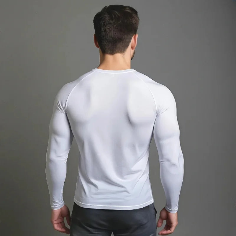 T-shirt à compression à manches longues StarterFit de couleur blanc