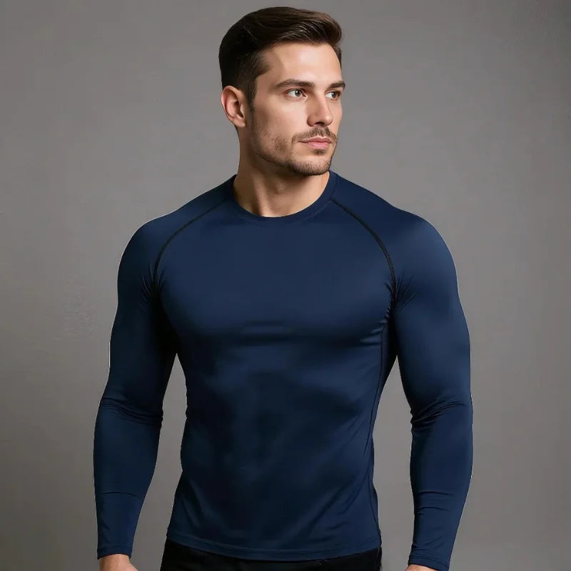 T-shirt à compression à manches longues StarterFit de couleur bleu