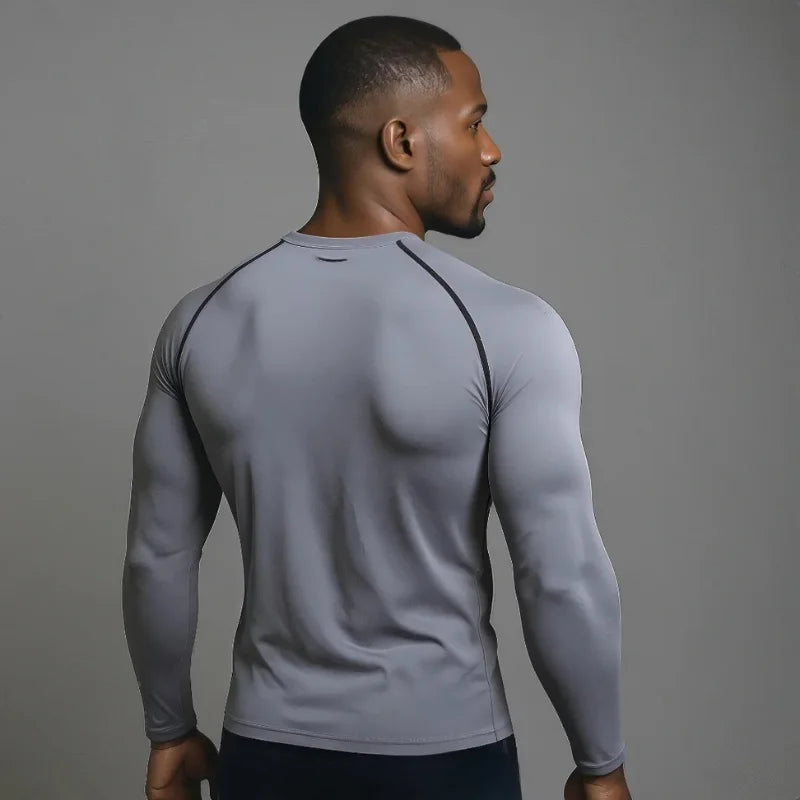 T-shirt à compression à manches longues StarterFit de couleur gris