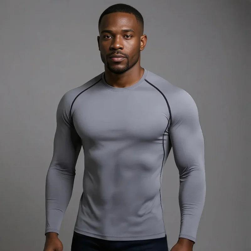 T-shirt à compression à manches longues StarterFit de couleur gris