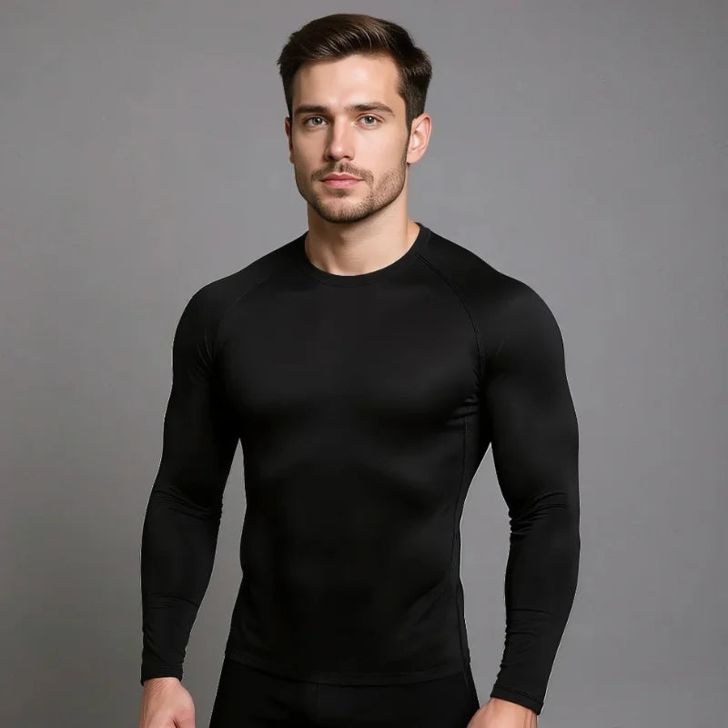 T-shirt à compression à manches longues StarterFit de couleur noir
