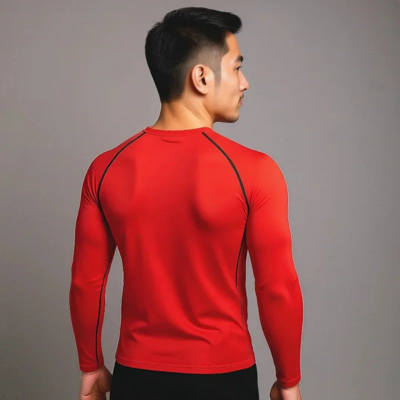 T-shirt à compression à manches longues StarterFit de couleur rouge