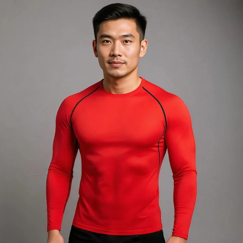 T-shirt à compression à manches longues StarterFit de couleur rouge